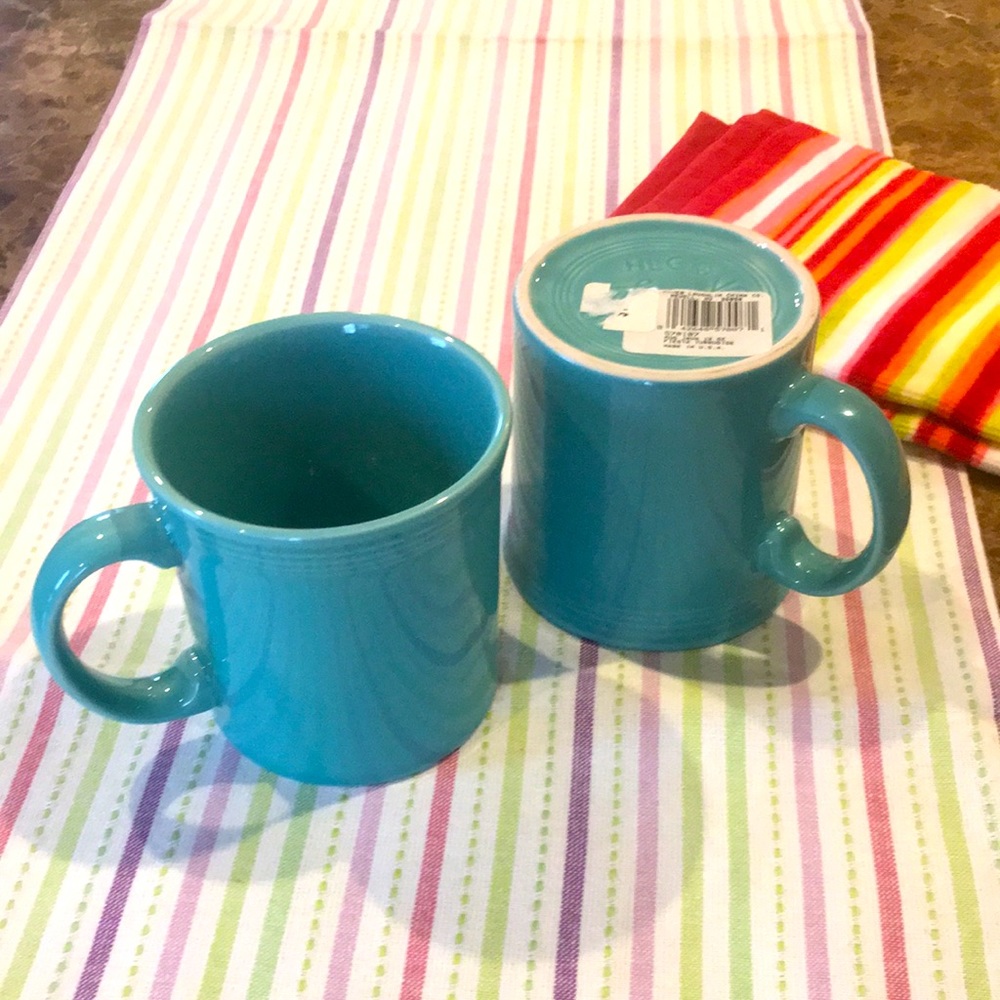 New! Fiesta Turquoise 12-Oz Java Mugs Set of 2